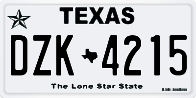 TX license plate DZK4215