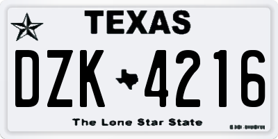 TX license plate DZK4216