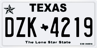 TX license plate DZK4219