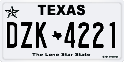 TX license plate DZK4221