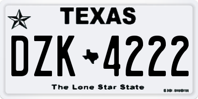 TX license plate DZK4222