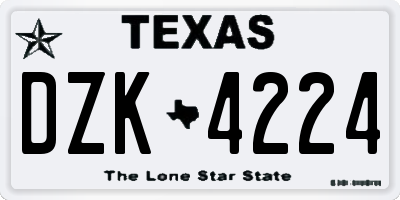 TX license plate DZK4224