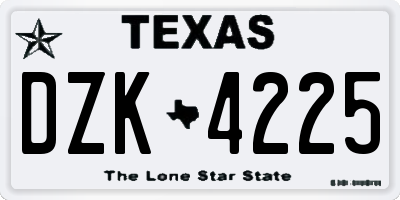 TX license plate DZK4225