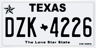 TX license plate DZK4226