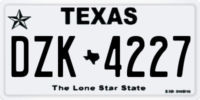 TX license plate DZK4227