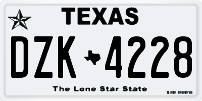 TX license plate DZK4228