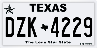 TX license plate DZK4229