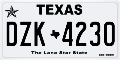 TX license plate DZK4230
