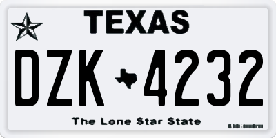 TX license plate DZK4232