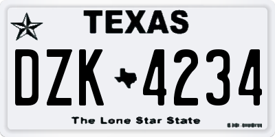 TX license plate DZK4234