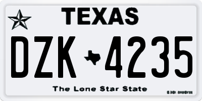 TX license plate DZK4235