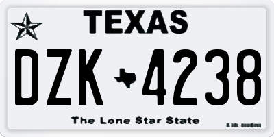 TX license plate DZK4238