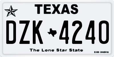 TX license plate DZK4240