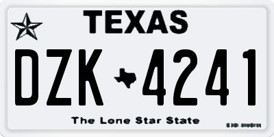 TX license plate DZK4241