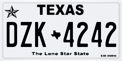 TX license plate DZK4242