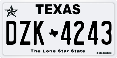 TX license plate DZK4243