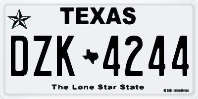 TX license plate DZK4244