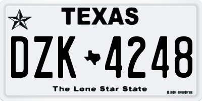TX license plate DZK4248