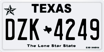 TX license plate DZK4249
