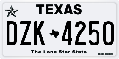 TX license plate DZK4250