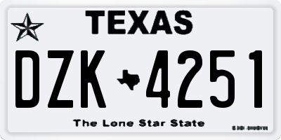 TX license plate DZK4251