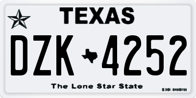 TX license plate DZK4252