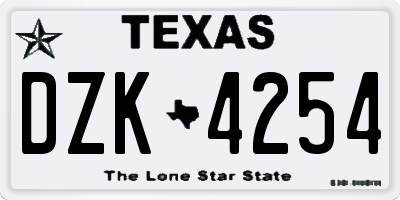 TX license plate DZK4254
