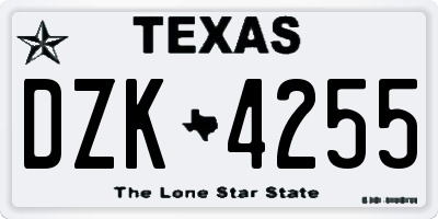 TX license plate DZK4255