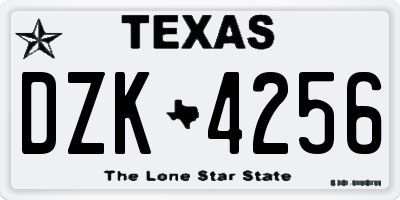 TX license plate DZK4256