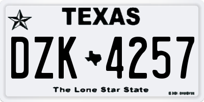 TX license plate DZK4257