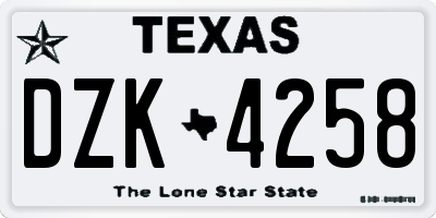 TX license plate DZK4258
