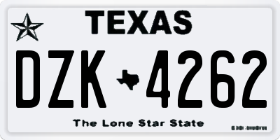 TX license plate DZK4262