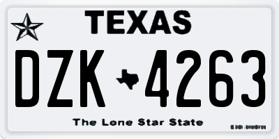 TX license plate DZK4263
