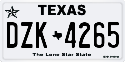 TX license plate DZK4265
