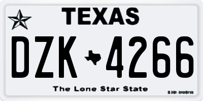TX license plate DZK4266