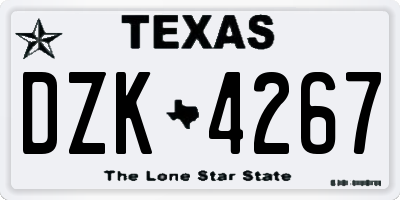 TX license plate DZK4267