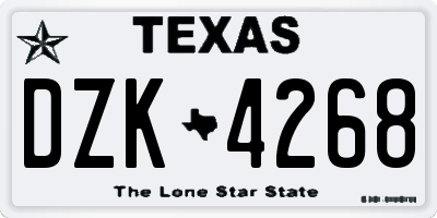 TX license plate DZK4268
