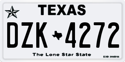 TX license plate DZK4272
