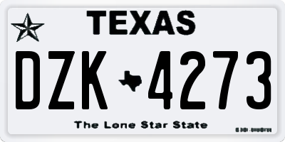 TX license plate DZK4273