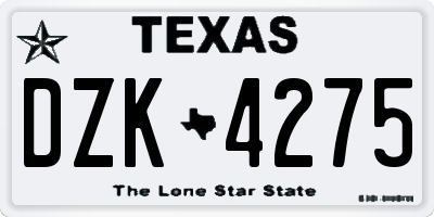 TX license plate DZK4275