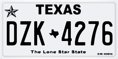 TX license plate DZK4276