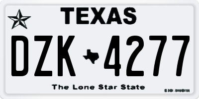 TX license plate DZK4277