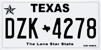 TX license plate DZK4278