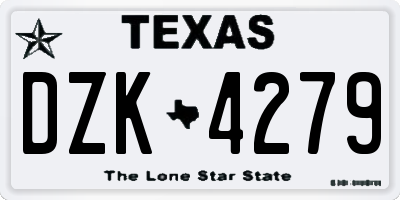 TX license plate DZK4279