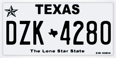 TX license plate DZK4280
