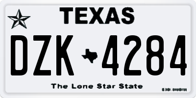 TX license plate DZK4284