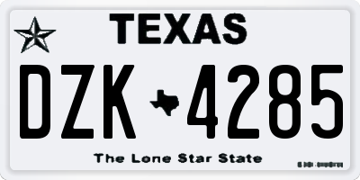 TX license plate DZK4285