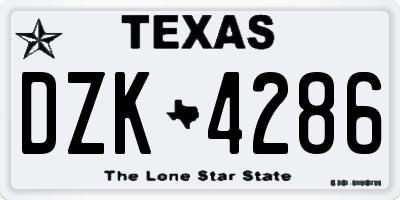 TX license plate DZK4286