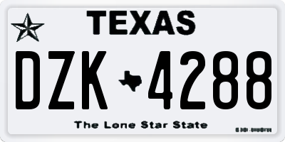 TX license plate DZK4288