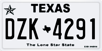 TX license plate DZK4291